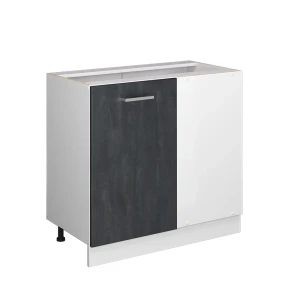 Eckunterschrank R-Line Schwarz Beton 86 cm ohne Arbeitsplatte Vicco