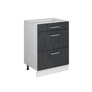 Küchenunterschrank R-Line Schwarz Beton 60 cm ohne Arbeitsplatte Vicco