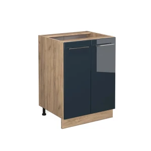Armário baixo de cozinha Fame-Line Azul escuro alto brilho 60 cm sem bancada Vicco