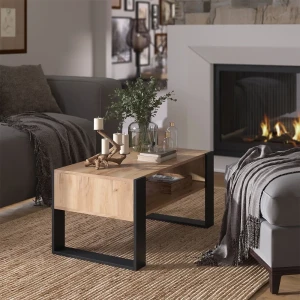 Couchtisch  Olli Goldkraft Eiche 92 x 52.4 cm mit Ablage livinity®