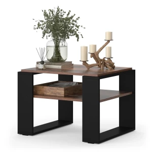 Stolik kawowy Helm Drewno antyczne 65.6 x 55.8 cm z półką Vicco