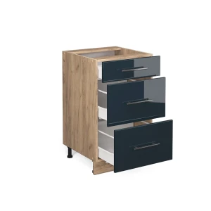 Küchenunterschrank Fame-Line Dunkelblau Hochglanz 50 cm ohne Arbeitsplatte livinity®