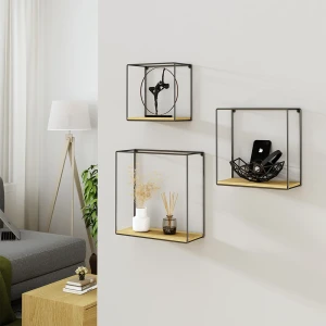 Wandregal Hilde Goldkraft Eiche 3 Teile livinity®