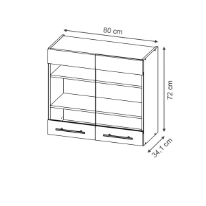 Küchenglasschrank Fame-Line Dunkelblau Hochglanz 80 cm Vicco