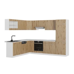 Hjørnekøkken R-Line Artisan eg/hvid 287 x 46 cm uden bordplade Vicco