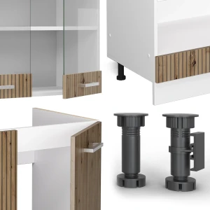 Eckküche R-Line Artisan-Eiche/Weiß 287 x 227 cm ohne Arbeitsplatte livinity®