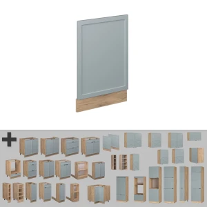 Frontblende Fame-Line Hellblau-grau 45 cm ohne Arbeitsplatte livinity®