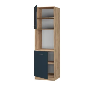 Herdumbauschrank Fame-Line Dunkelblau Hochglanz 60 cm offen livinity®