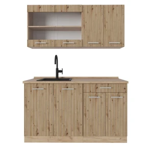 Pojedyncza kuchnia R-Line Dąb Artisan/Dąb Goldkraft 140 cm , BP Dąb Vicco