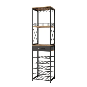 Casier à vin Porto Chêne rustique 40x147.5cm avec tiroir Vicco