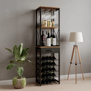 Weinregal Porto Eiche rustikal 40 x 147.5 cm mit Schublade livinity®