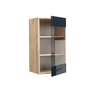 Küchenglasschrank Fame-Line Dunkelblau Hochglanz 40 cm livinity®