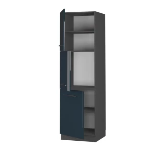 Herdumbauschrank Fame-Line Dunkelblau Hochglanz 60 cm livinity®