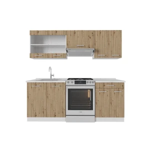 Køkkenrække R-Line Artisan eg/hvid 200 cm med bordplade Vicco