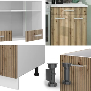 Küchenzeile R-Line Artisan Eiche/Weiß 200 cm ohne Arbeitsplatte livinity®