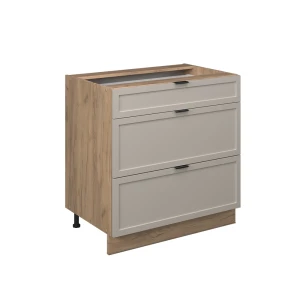 Køkkenskab Fame-Line GråBeige 80 cm med 3 skuffer, uden bordplade Vicco
