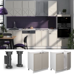 Spülenunterschrank Fame-Line GrauBeige 80 cm , AP Marmor livinity®