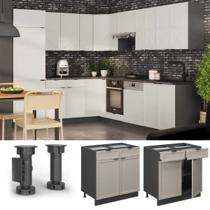 Küchenunterschrank Fame-Line GrauBeige 80 cm , AP Marmor livinity®