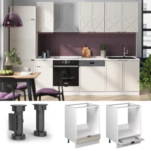 Herdumbauschrank Fame-Line GrauBeige 60 cm , AP Marmor livinity®