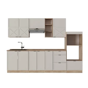 Küchenzeile Fame-Line GrauBeige/Goldkraft Eiche 280 cm , AP Eiche Vicco