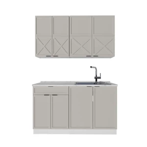 Eenpersoonskeuken Fame-Line Grijs/beige/wit 140 cm , WB Marmer Vicco