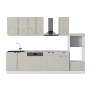 Køkkenrække Fame-Line Grå/beige/hvid 300 cm med højskab, uden bordplade Vicco