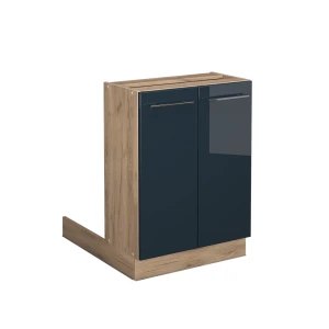 Armário de cozinha com ilha Fame-Line Azul escuro alto brilho 60 cm sem bancada Vicco