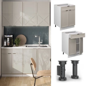 Küchenunterschrank Fame-Line GrauBeige 60 cm mit Schublade, AP Marmor livinity®