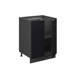 Küchenunterschrank Fame-Line Schwarz gestreift 60 cm ohne Arbeitsplatte livinity®