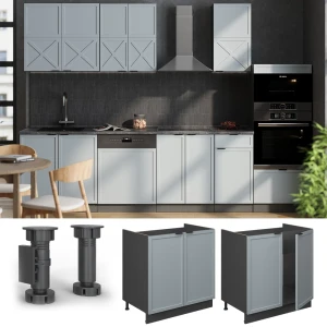 Spülenunterschrank Fame-Line Hellblau-grau 80 cm , AP Eiche livinity®