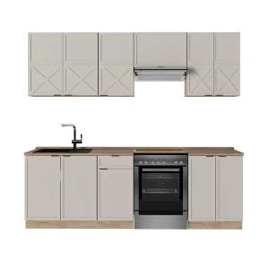 Køkkenrække Fame-Line Grå/beige/gylden eg 240 cm , BP Eg Vicco