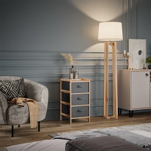 Kommode Bruno Grau 34.5 x 67 cm mit 3 Stoffschubladen livinity®