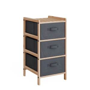 Kommode Bruno Grau 34.5 x 67 cm mit 3 Stoffschubladen Vicco