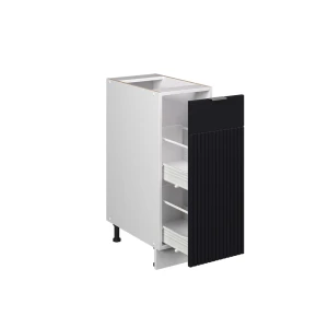 Apothekerschrank Fame-Line Schwarz gestreift 30 cm ohne Arbeitsplatte livinity®