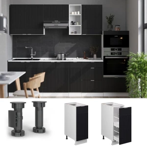 Apothekerschrank Fame-Line Schwarz gestreift 30 cm , AP Marmor livinity®