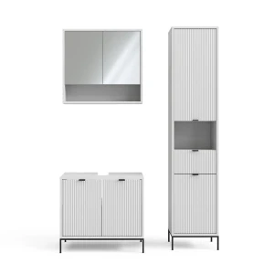 Conjunto de muebles de baño  Eliza Blanco 3 partes, con unidad alta Vicco