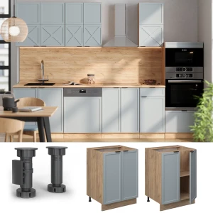 Küchenunterschrank Fame-Line Hellblau-grau 60 cm , AP Anthrazit livinity®