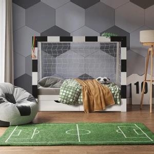 Kinderbett Football goal Weiß 80x160 cm mit Schublade livinity®