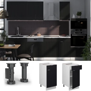 Küchenunterschrank Fame-Line Schwarz gestreift 40 cm , AP Marmor livinity®
