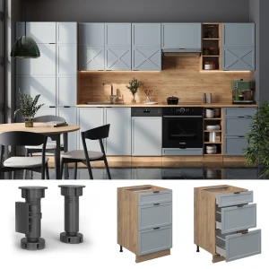 Küchenunterschrank Fame-Line Hellblau-grau 50 cm , AP Anthrazit livinity®