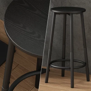 Barhocker Edmonton Schwarz 31.5 x 64 cm 2 Teile livinity®