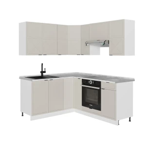 Hjørnekøkken Fame-Line Grå/beige/hvid 190 x 46 cm uden bordplade Vicco