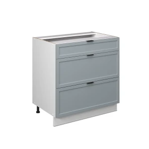 Küchenunterschrank Fame-Line Hellblau-grau 80 cm mit 3 Schubladen, ohne Arbeitsplatte Vicco