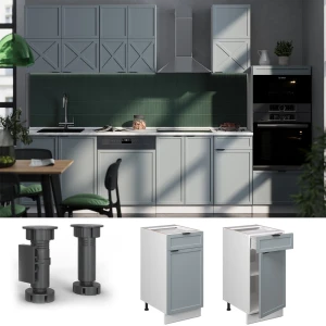 Küchenunterschrank Fame-Line Hellblau-grau 40 cm , AP Marmor livinity®