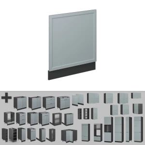 Frontblende Fame-Line Hellblau-grau 60 cm ohne Arbeitsplatte livinity®