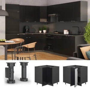 Eckunterschrank Fame-Line Schwarz gestreift 80.5 cm , AP Marmor livinity®