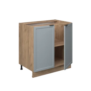 Küchenunterschrank Fame-Line Hellblau-grau 80 cm mit Regal, ohne Arbeitsplatte livinity®