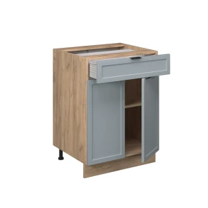 Küchenunterschrank Fame-Line Hellblau-grau 60 cm mit Schublade, ohne Arbeitsplatte livinity®