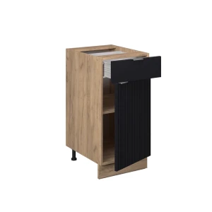 Küchenunterschrank Fame-Line Schwarz gestreift 40 cm ohne Arbeitsplatte livinity®