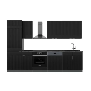 Køkkenrække Fame-Line Sort stribet/antracit 300 cm , BP Antracit Vicco